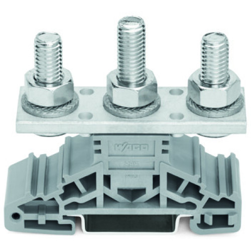 Stud terminal block, lateral marker slots, for DIN-rail 35 x 15 and 35 x 7.5, gray