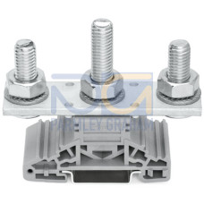 Stud terminal block, lateral marker slots, for DIN-rail 35 x 15 and 35 x 7.5, gray