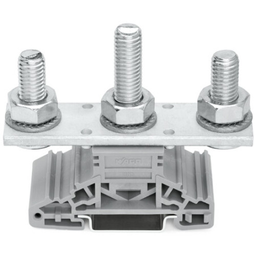 Stud terminal block, lateral marker slots, for DIN-rail 35 x 15 and 35 x 7.5, gray