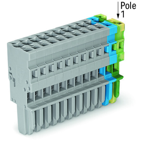 1-conductor female connector, CAGE CLAMP&reg;, 4 mm&sup2;, green-yellow/blue/gray