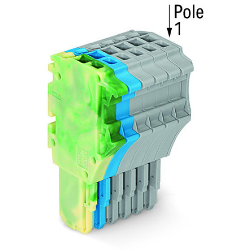 1-conductor female connector, Push-in CAGE CLAMP&reg;, 1.5 mm&sup2;, green-yellow/blue/gray