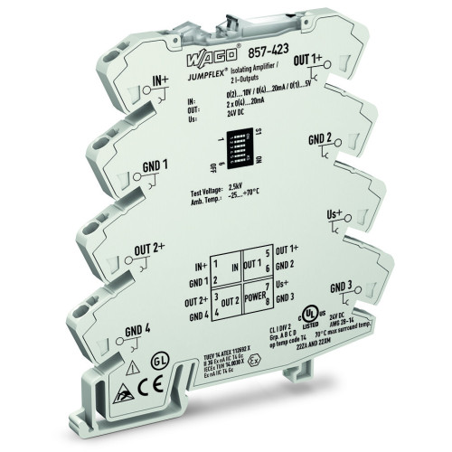 Isolation amplifier, Current and voltage input signal, 2 x current output signal