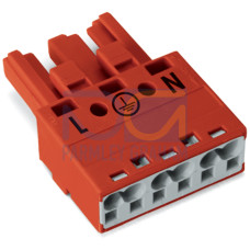 Socket, 3-pole, Cod. P, red