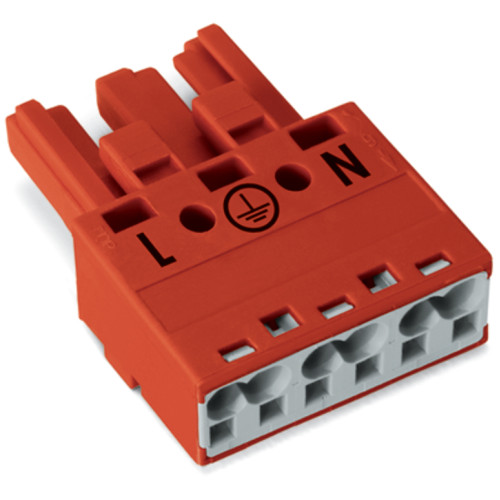 Socket, 3-pole, Cod. P, red