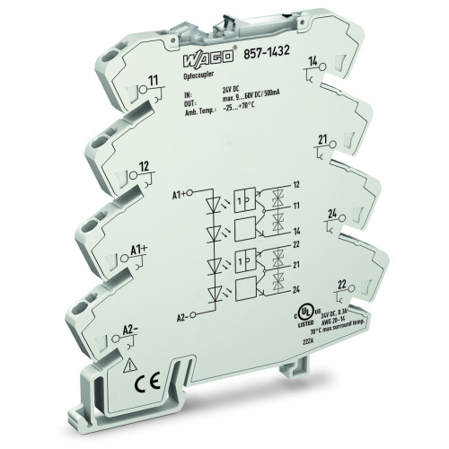 Optocoupler module, 2-port, Nominal input voltage: 24 VDC, light gray