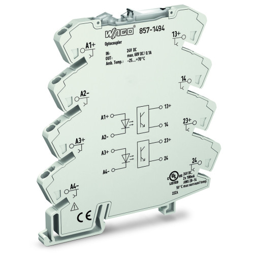 Optocoupler module, 2-port, Nominal input voltage: 24 VDC, Output voltage range: 9  60 VDC, Limitin