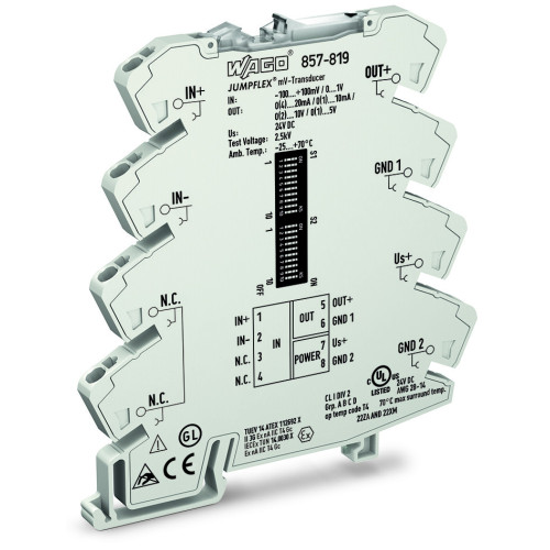 Voltage signal conditioner, Bipolar voltage input signal, Current and voltage output signal