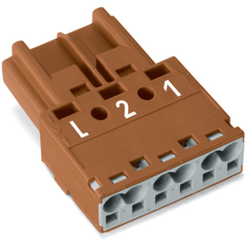 Plug, 3-pole, brown