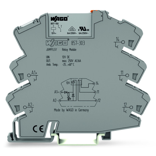 Relay module, Nominal input voltage: 12 VDC, 1 changeover contact, gray