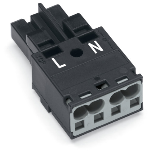 Socket, 2-pole, Cod. A, black
