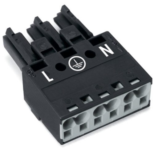 Socket, 3-pole, Cod. A, black