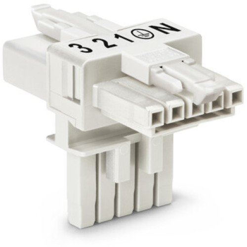 T-distribution connector, 5-pole, Cod. A, white