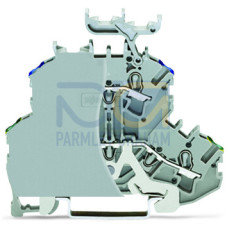 Double-deck terminal block, Ground conductor/through terminal block, with end plate, gray