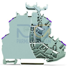 Double-deck terminal block, 4-conductor through terminal block, with end plate, gray