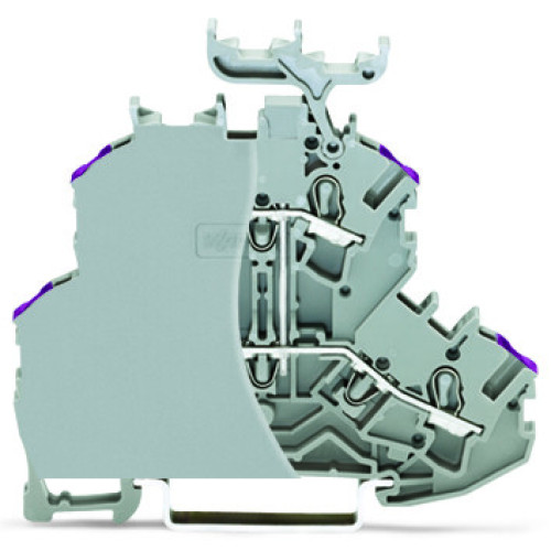 Double-deck terminal block, 4-conductor through terminal block, with end plate, gray