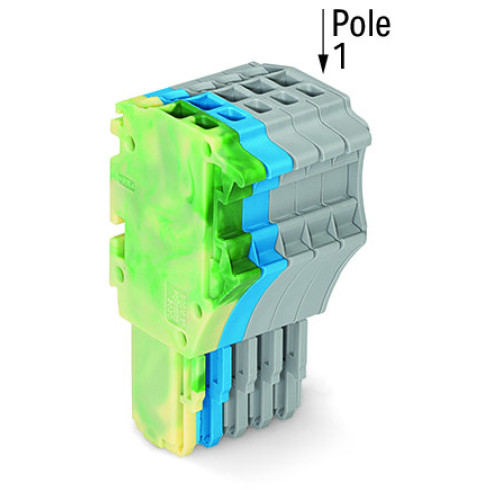 1-conductor female connector, Push-in CAGE CLAMP&reg;, 1.5 mm&sup2;, green-yellow/blue/gray