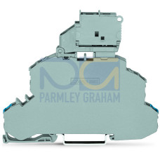 Double-deck fuse terminal block, with pivoting fuse holder, Through/Fuse terminal block, gray
