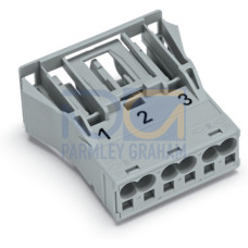 Snap-in socket, 3-pole, Cod. B, gray