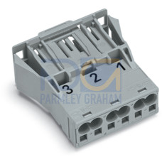 Snap-in plug, 3-pole, Cod. B, gray