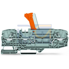 2-conductor disconnect/test terminal block, with pivoting knife disconnect, with test option, gray