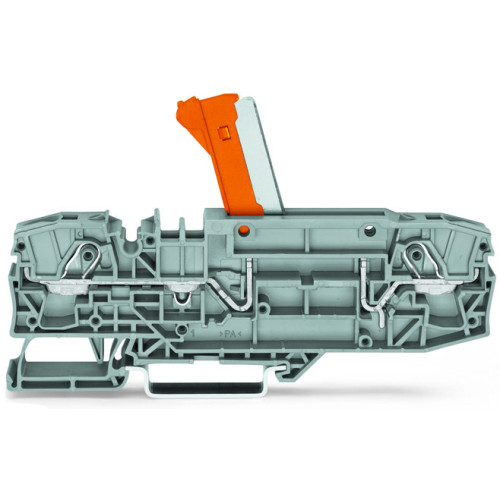 2-conductor disconnect/test terminal block, with pivoting knife disconnect, with test option, gray