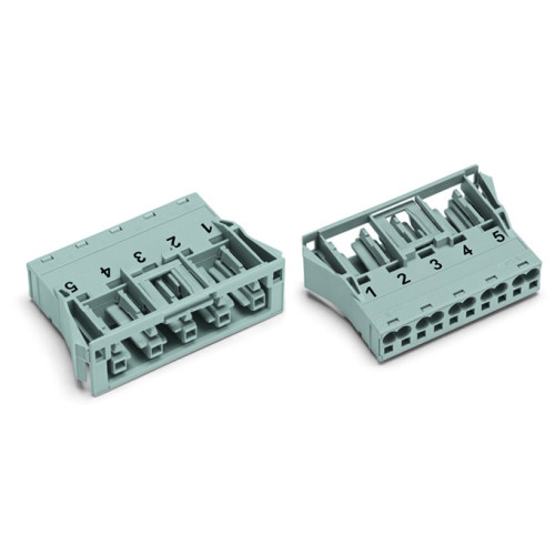 Snap-in socket, 5-pole, Cod. B, gray