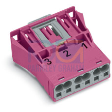Snap-in plug, 3-pole, Cod. B, pink