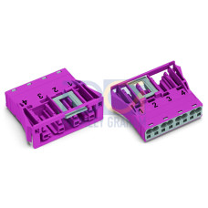 Snap-in socket, 4-pole, Cod. B, pink