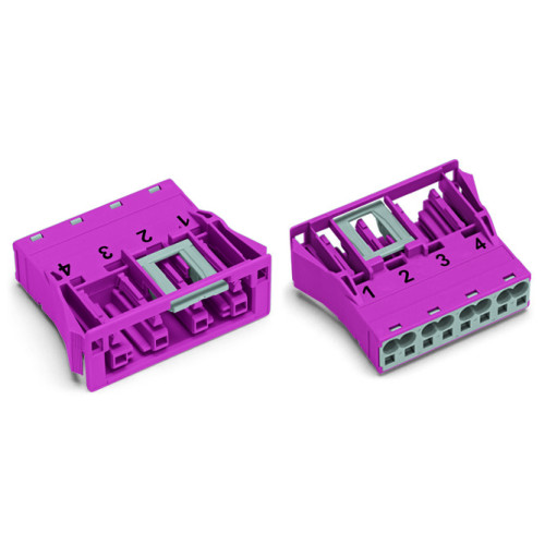 Snap-in socket, 4-pole, Cod. B, pink