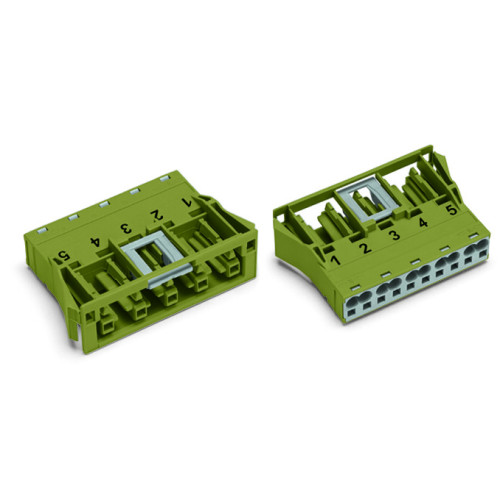 Snap-in socket, 5-pole, Cod. B, light green