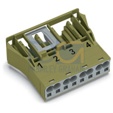 Snap-in socket, 4-pole, Cod. B, light green