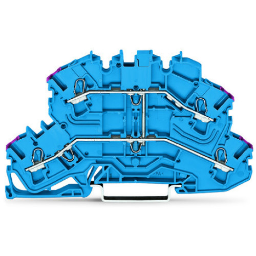 Double-deck terminal block, 4-conductor through terminal block, same profile as double-deck disconnect terminal block, blue