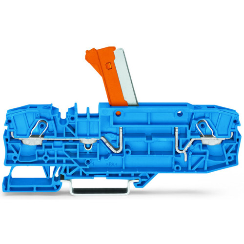 2-conductor disconnect/test terminal block, with pivoting knife disconnect, with test option, blue