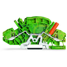 2-conductor ground terminal block, 6 mm&sup2;, with touch-proof test socket, green-yellow