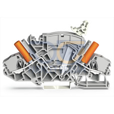 2-conductor disconnect/test terminal block, e.g., voltage transformer circuits, with touch-proof test sockets, gray