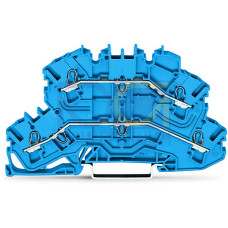 Double-deck terminal block, Through/through terminal block, same profile as double-deck disconnect terminal block, blue