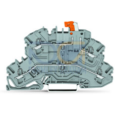 Double-deck disconnect terminal block, with pivoting knife disconnect, L/L, gray