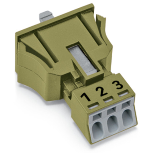 Snap-in socket, 3-pole, Cod. B, light green