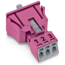 Snap-in socket, 3-pole, Cod. B, pink