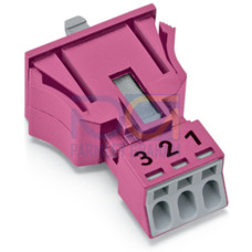 Snap-in plug, 3-pole, Cod. B, pink