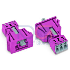 Snap-in plug, 3-pole, Cod. B, pink
