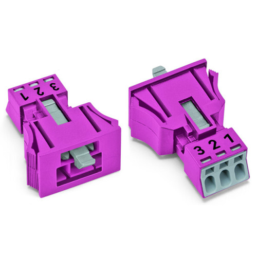 Snap-in plug, 3-pole, Cod. B, pink