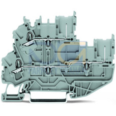 1-conductor/1-pin double deck receptacle terminal block, Through/through terminal block, 2.5 mm&sup2;, gray