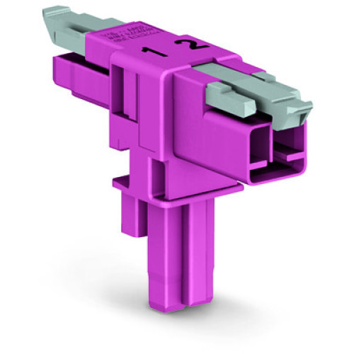 T-distribution connector, 2-pole, Cod. B, pink