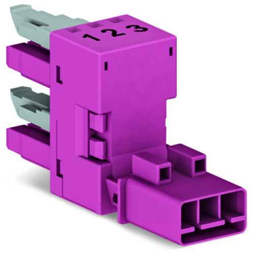 h-distribution connector, 3-pole, Cod. B, pink
