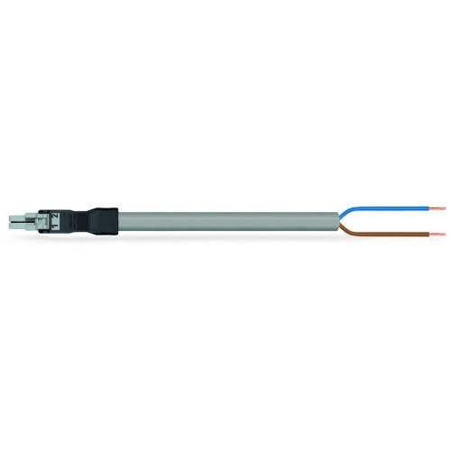 pre-assembled connecting cable, Eca, Socket/open-ended, gray