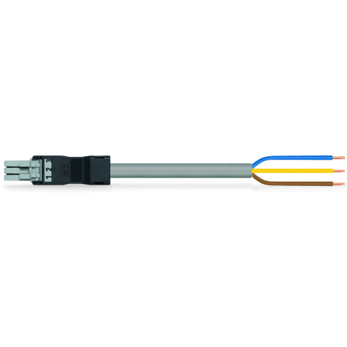 pre-assembled connecting cable, Eca, Socket/open-ended, gray