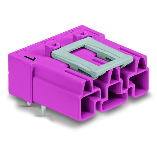Plug for PCBs, angled, 3-pole, pink