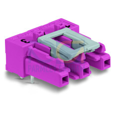 Socket for PCBs, angled, 3-pole, pink