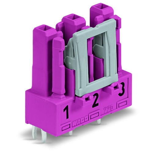 Socket for PCBs, straight, 3-pole, pink